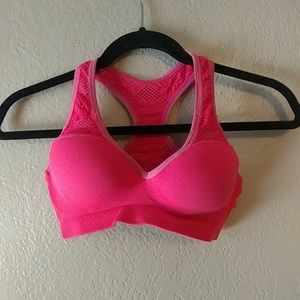 Bright pink, push up sports bra.